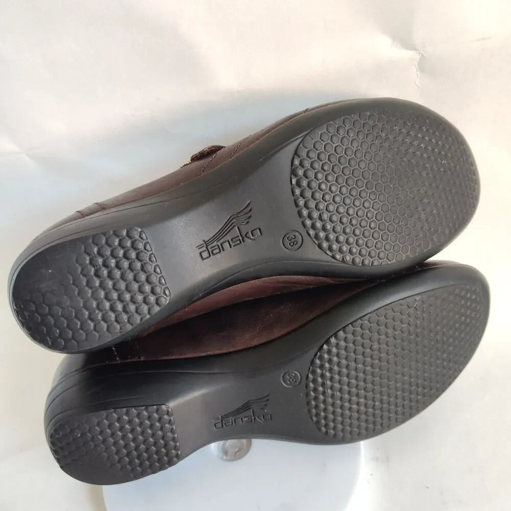 Dansko Franny Leather Brown Arch Support Leather Comfort Work Shoes 7.5 - 8 / 38